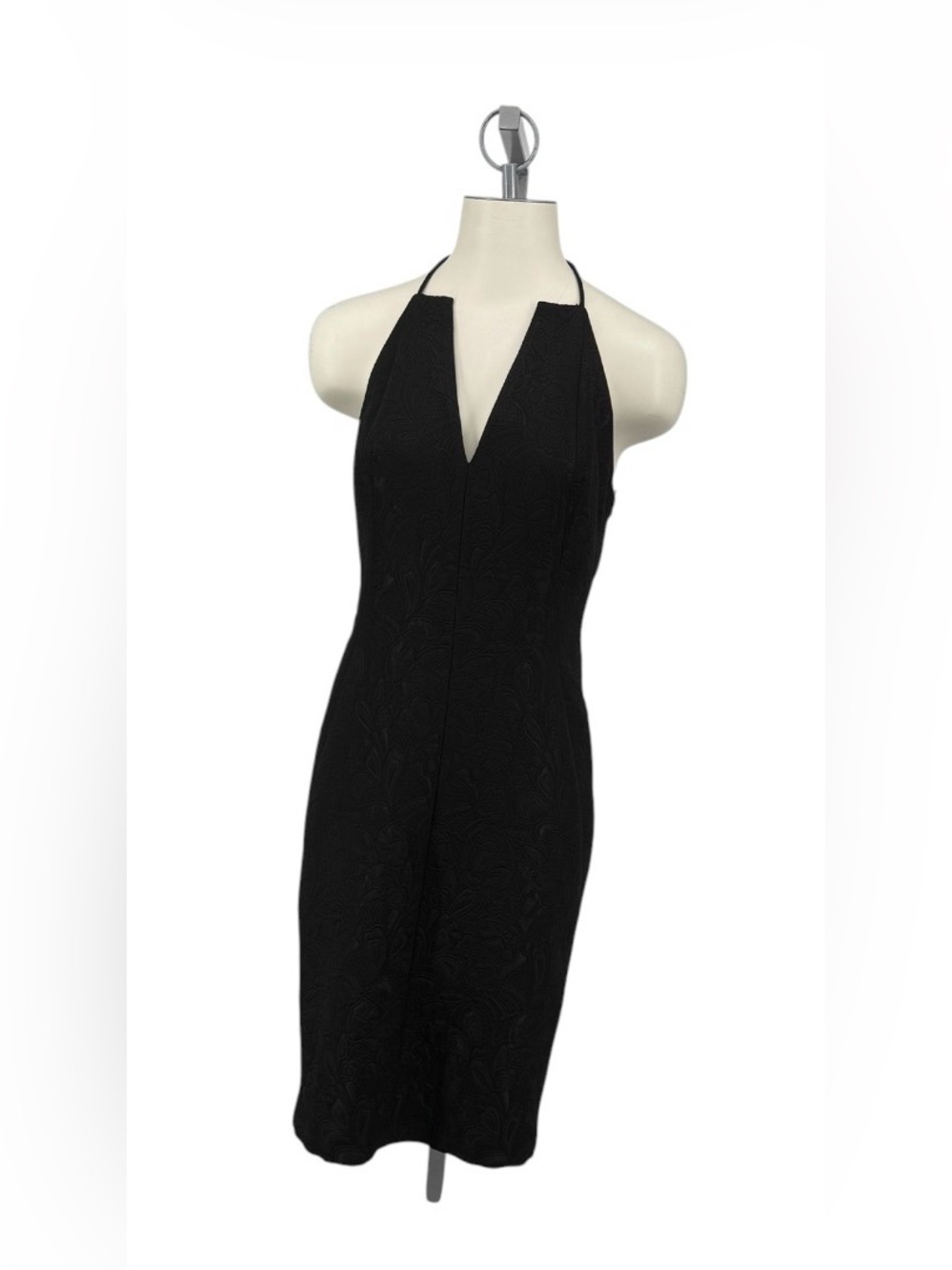 David Meister Black Halter Neck Evening Dress